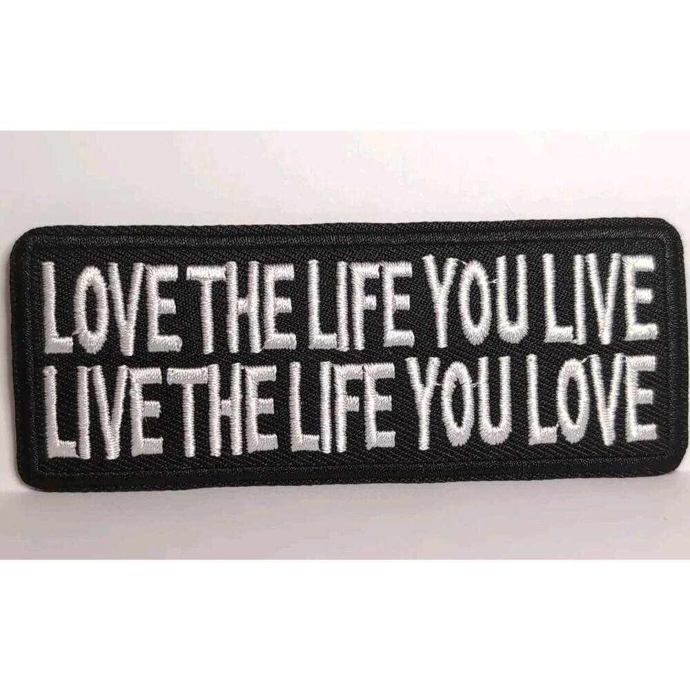 New LOVE LIFE Iron-on Sew-on Motorcycle Patch Black Embroidered FREE SHIP